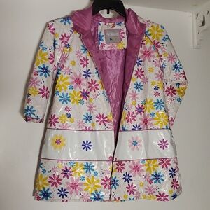 Girl's Floral Raincoat By Totes Size 6X Rain Jacket Oversized Long Mediumweight